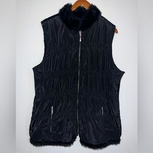 Chico’s Faux Fur Lined Knit / Puffer Vest Sz XL